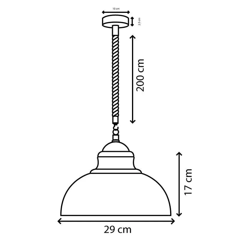 Naturhanfseil Pendelleuchte mit Metal Kuppelschirm Hängelampe - E27~3819 – Bild 5