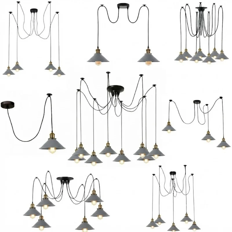 LEDSONE Spinnenlampe Pendelleuchte 1 - 8 Wege Grau ~3949 – Bild 2
