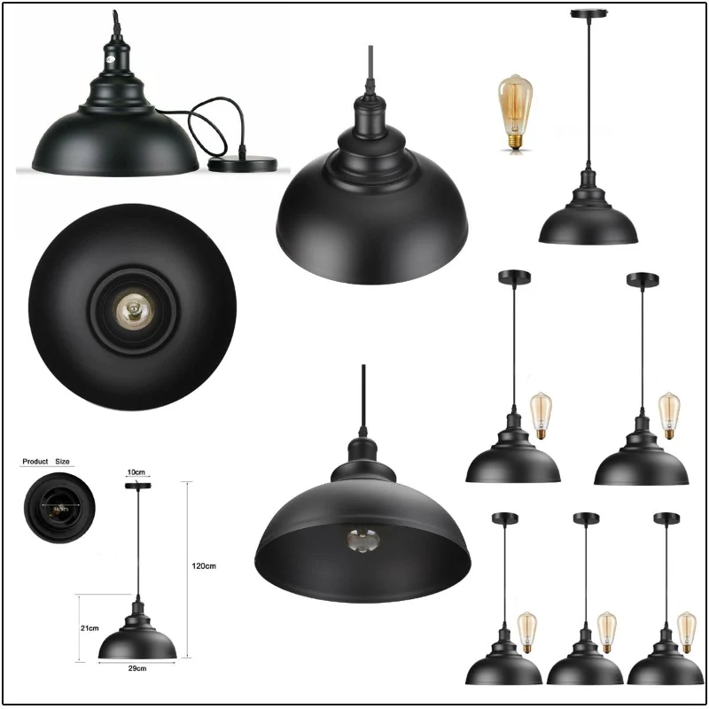 Industrielle schwarze Pendelleuchte im Vintage-Design ~1550 – Bild 3