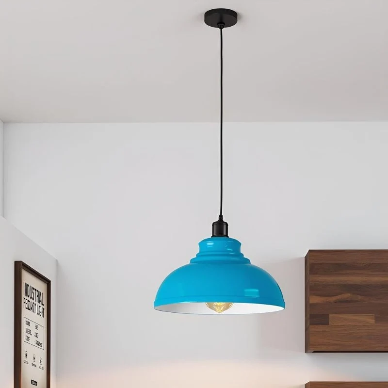 Vintage Pendelleuchte Industriedesign – Blau, Ø 29 cm~2946 – Bild 2