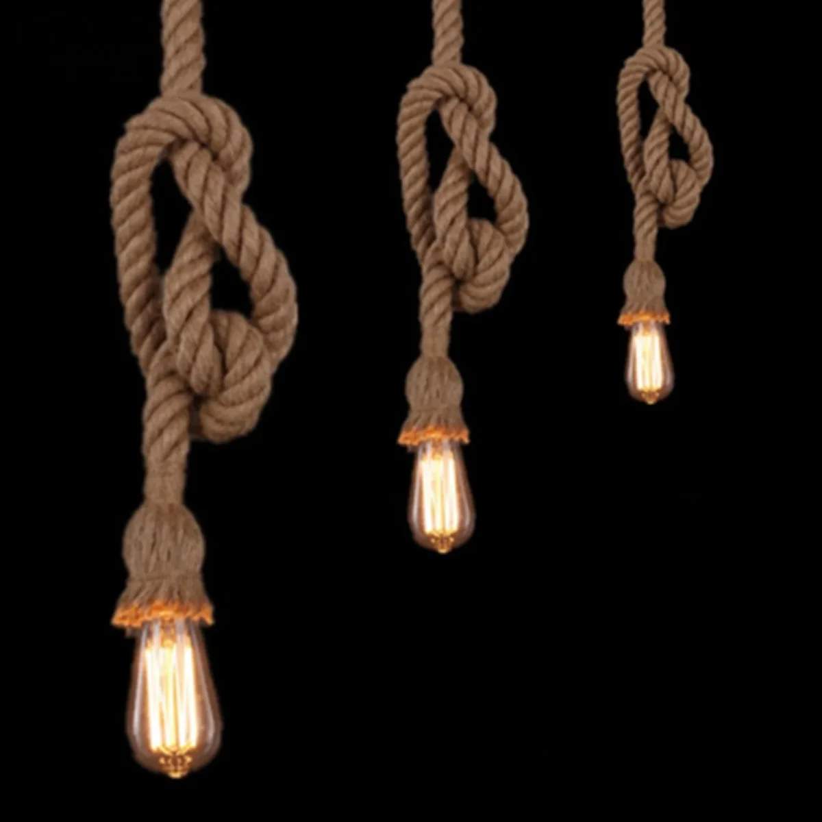 Knoten Hanfseil Pendelleuchte Einfaches Design | 1m & 2m ~2575 – Bild 3